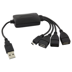 Adaptador Hub HLD USB 2.0 Macho para 3 USB (fêmea) e 1 USB Mini