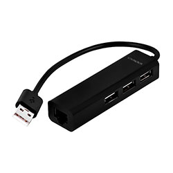 Adaptador Hub Satellite A-HUB40 2.0 USB RJ45 3 em 1 - Preto