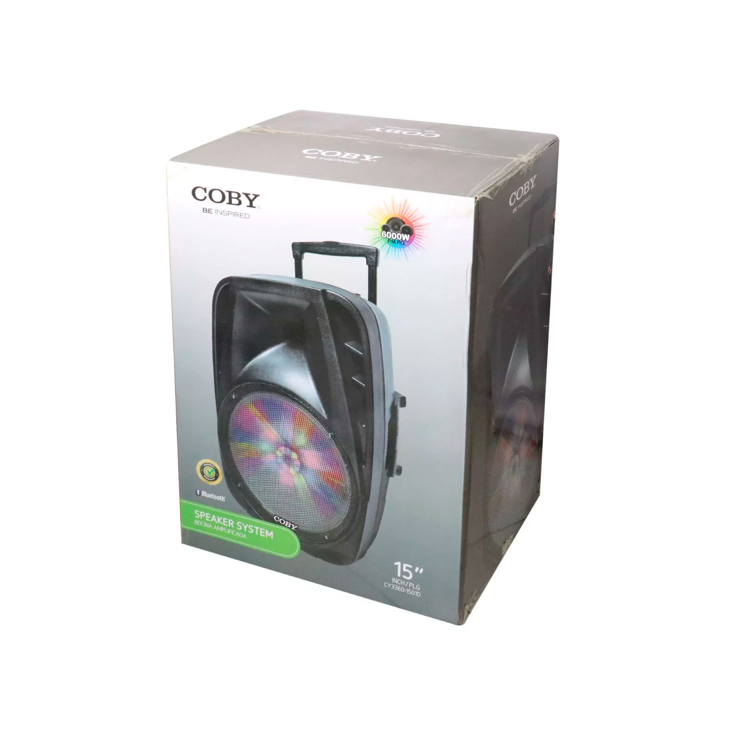 Caixa de Som Coby CY3360-1501D 15"/ Mic / USB / Bluetooth / SD / FM / Aux - Preto