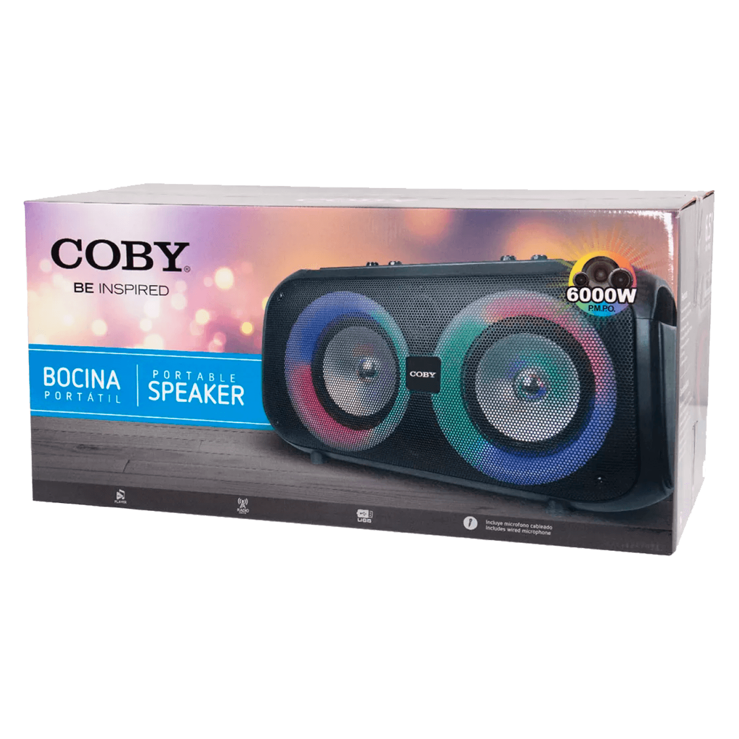 Caixa de Som Coby CY3362-260 Com Microfone / USB / Bluetooth / SD / FM / LED
