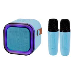 Caixa de Som Portátil Karaokê Midi Pro MDP-005 Bluetooth 6W USB Auxiliar + 2 Microfones - Azul