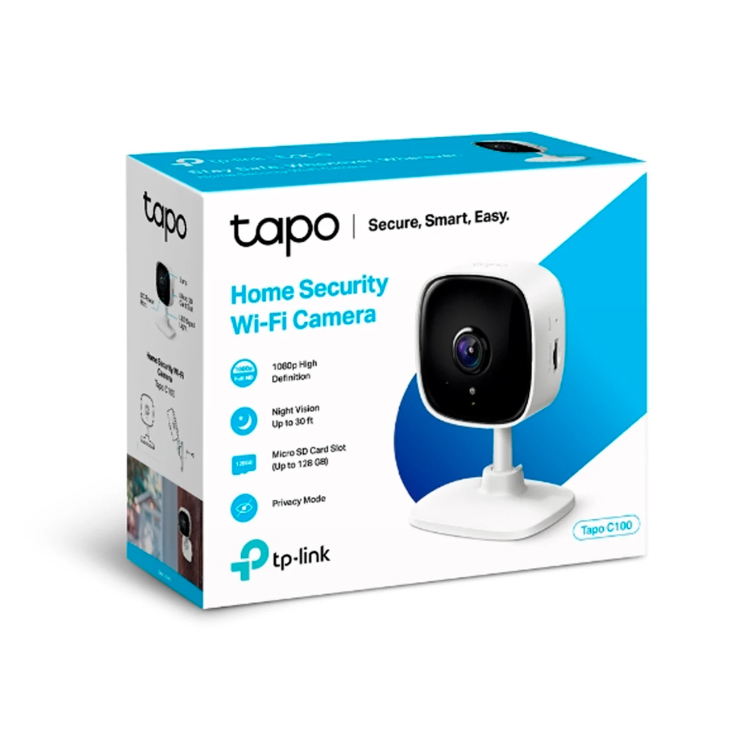 Câmera de monitoramento TP-Link Tapo C100 / Wifi / 150MBps / Pan / Tilt - Branco