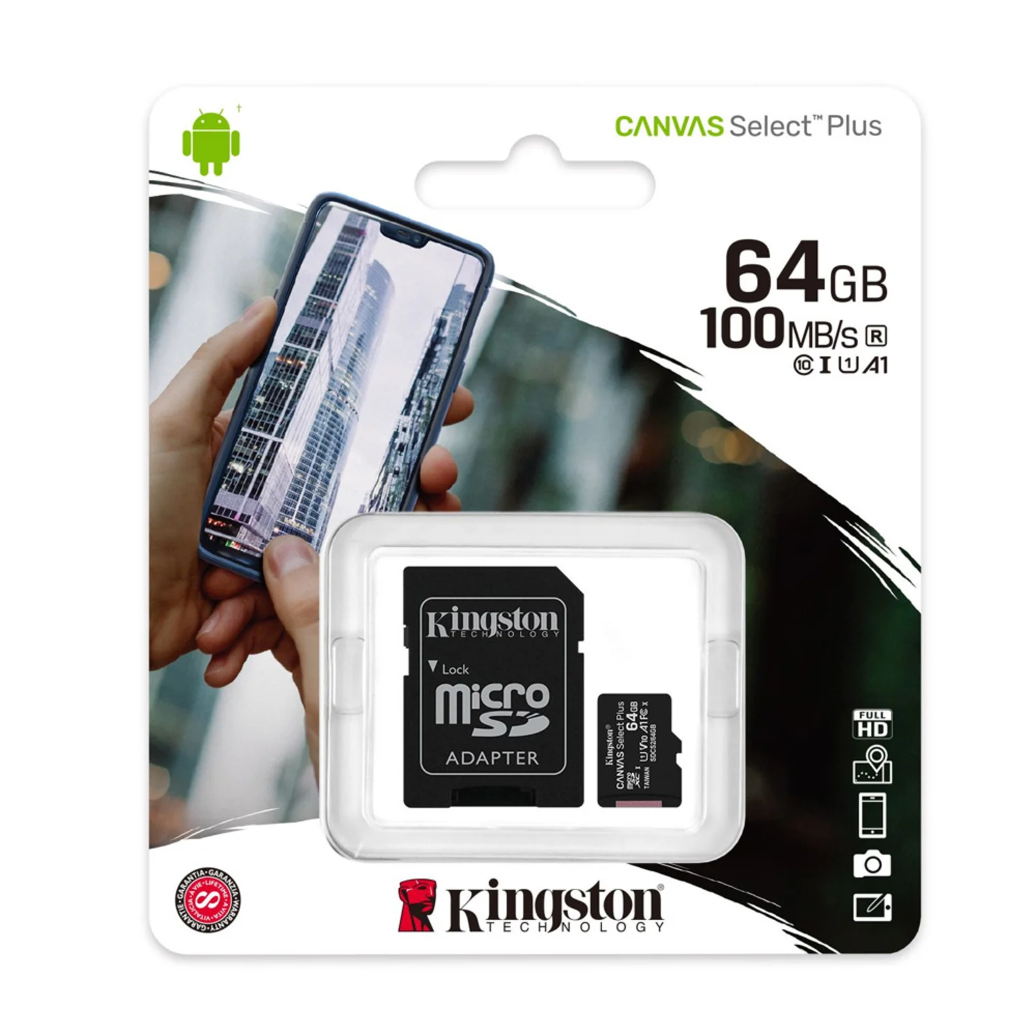 Cartão de memória Micro SD C10 Kingston 64GB / 100MBS - (SDCS2/64GB)