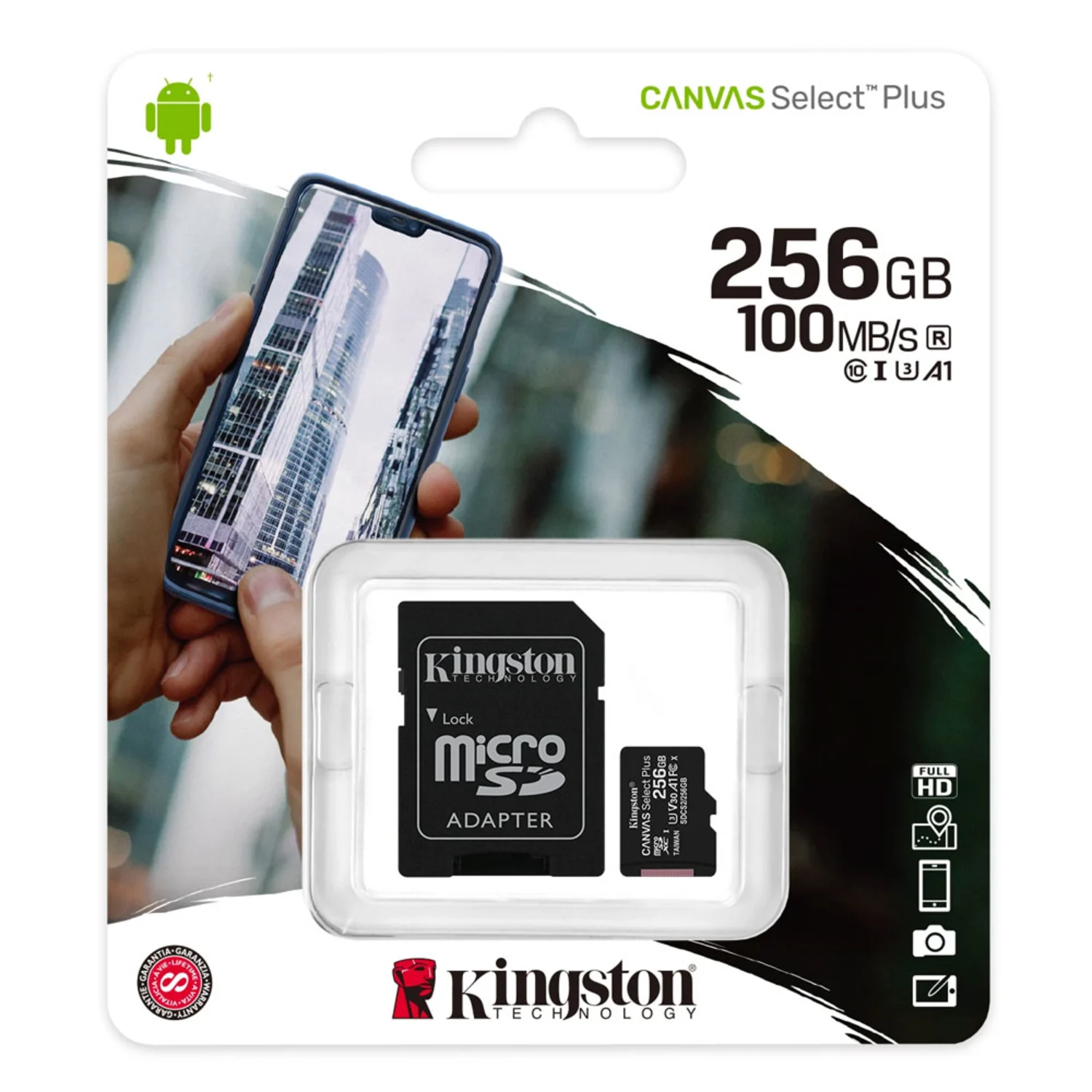 Cartão de memória micro SD Kingston 256GB / 100MBs - (SDCS2/256GB)