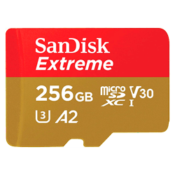 Cartão de Memória Micro SD Sandisk Extreme 256GB 190MBs - SDSQXAV-256G-GN6MA