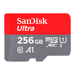 Cartão de Memória Micro SD Sandisk Ultra 256GB / C10 / 150MBS 2X1 - (SDSQUAC-256G-GN6MA)