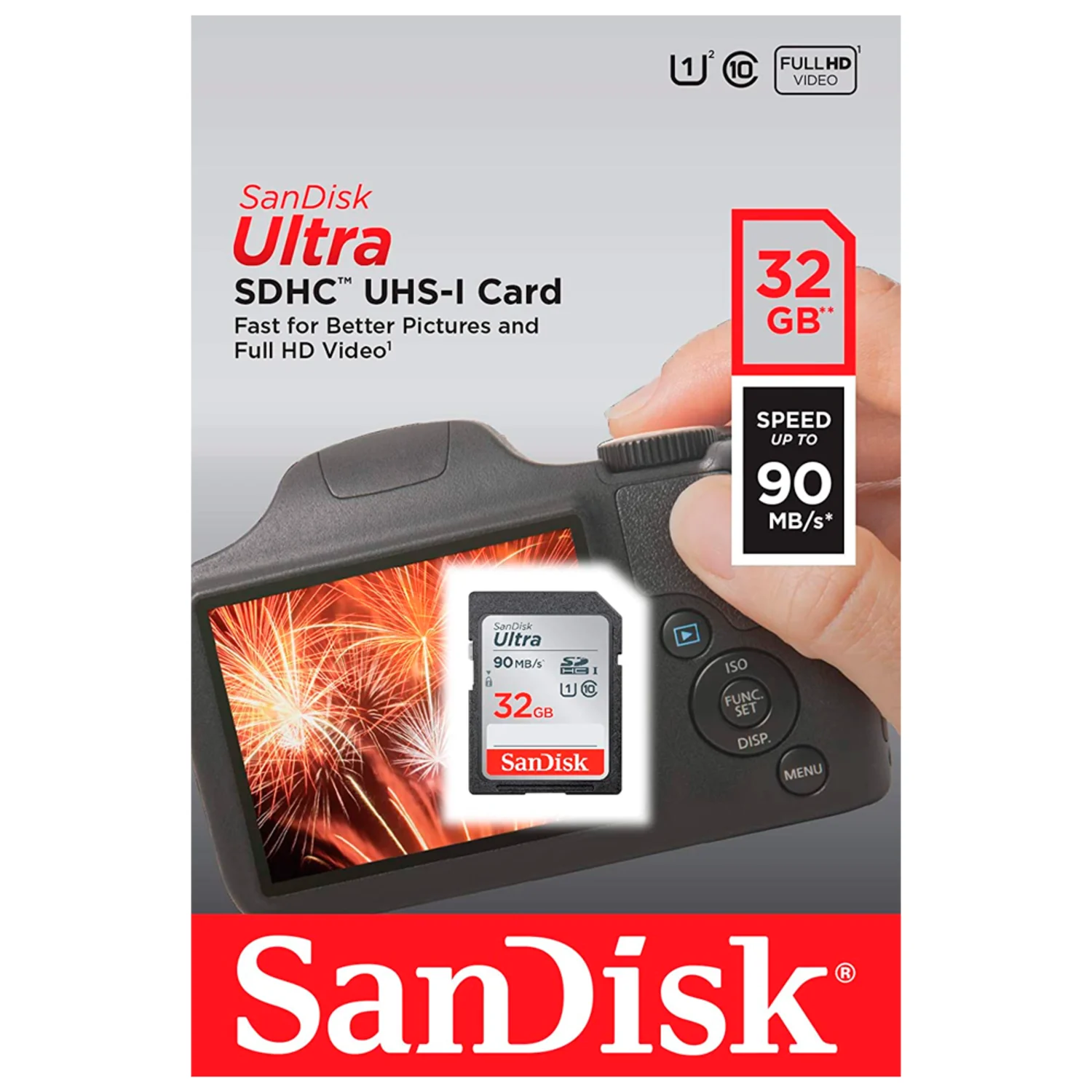Cartão de memória Sandisk SD SDHC Ultra C10 / 32GB / 90MBs - (SDSDUNR-032G-GN6IN)