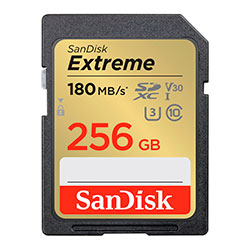Cartão de Memória SD Sandisk Extreme 256GB 180MBs - SDSDXVV-256G-GNCIN

