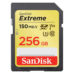 Cartão de Memória SD Sandisk Extreme C10 256GB 150-70MBS - (SDSDXV5-256G-GNCIN)