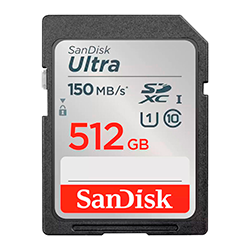 Cartão de Memória SD Sandisk Ultra 512GB 150MBs - SDSDUNC-512G-GN6IN