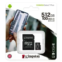 Cartão de memória micro SD Kingston 512GB / 100MBs - (SDCS2/512GB)