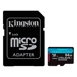 Cartão de Memória Micro SD Kingston U3 64GB 90MBS Canvas Go Plus - (SDCG3/64GB)