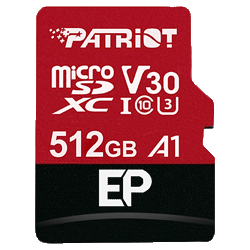 Cartão de Memória Micro SD Patriot 512GB / C10 / U3 V30 A1 / SDXC - (PEF512GEP31MCX)