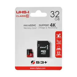 Cartão de Memória Micro SD S3+ S3SDC10U1-32GB C10 32GB - Preto e Vermelho