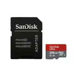 Cartão de Memória Micro SD Sandisk Ultra C10 256GB 100MBS 2X1 - SDSQUAR-256-GN6MA