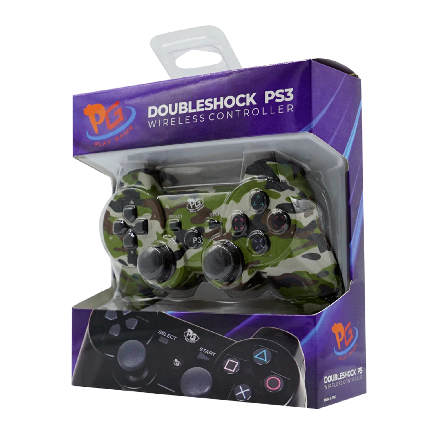 Controle Play Game Doubleshock para PS3 - Verde Camuflado