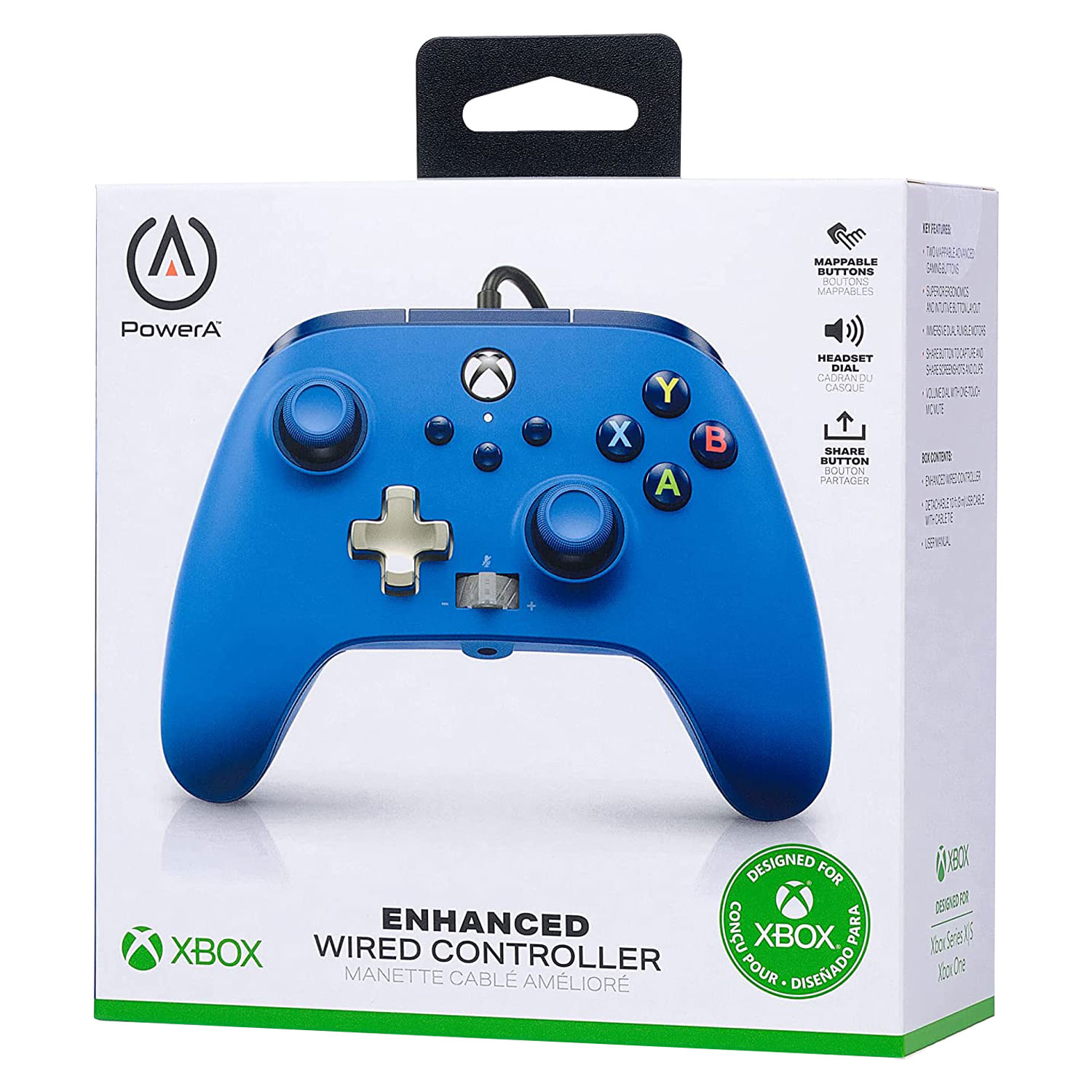 Controle Power A Enhanced Wired para Xbox One / Series X|S  - Azul (PWA-A-02484)