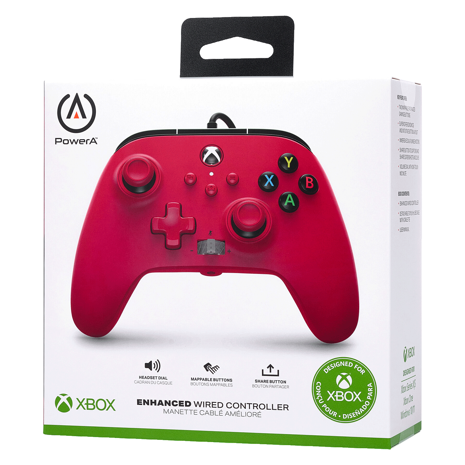 Controle PowerA Enhanced Wired para Xbox - Artisan Red (PWA-A-2014)
