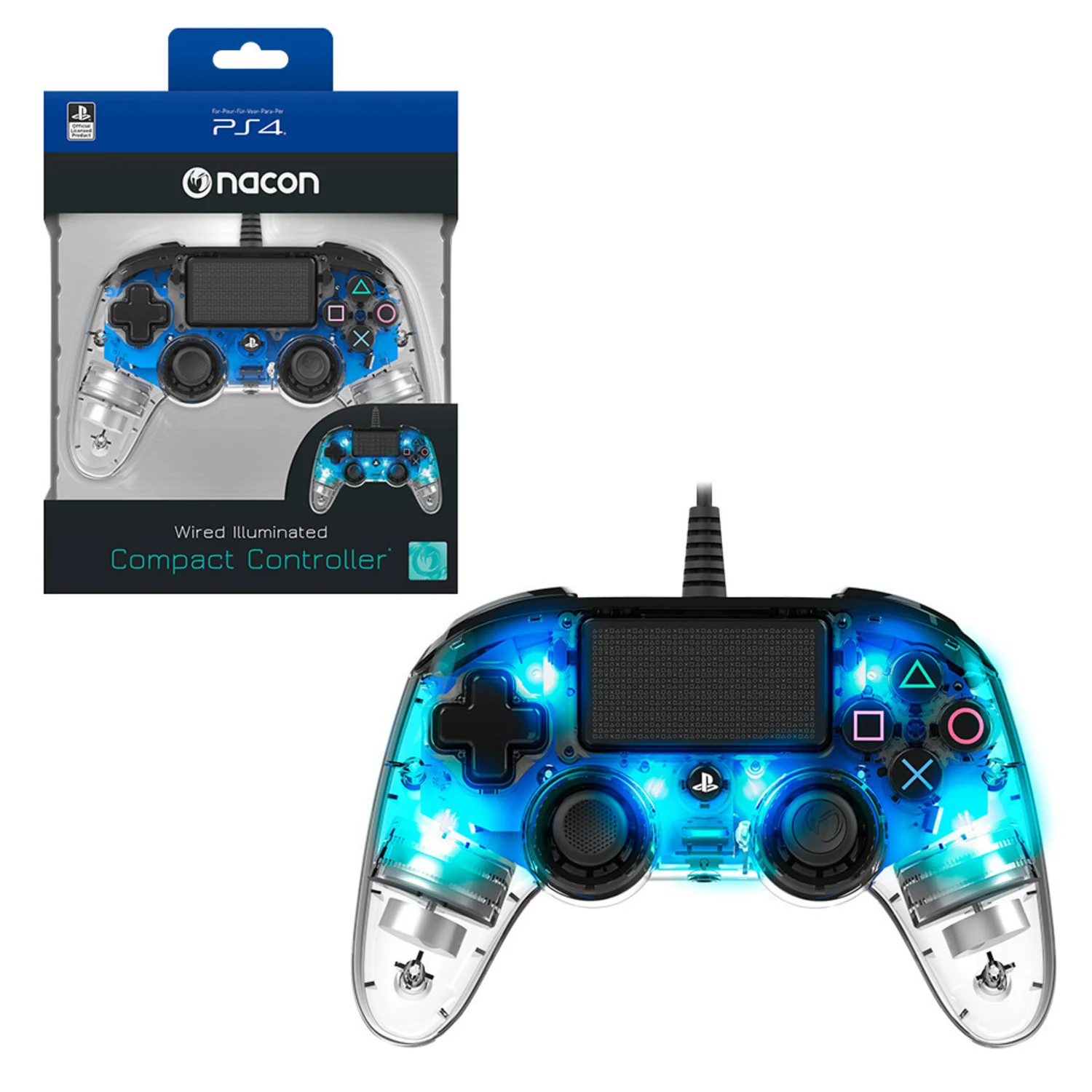 Controle Pro Nacon Wired Illuminated para PS4 - azul (360806)