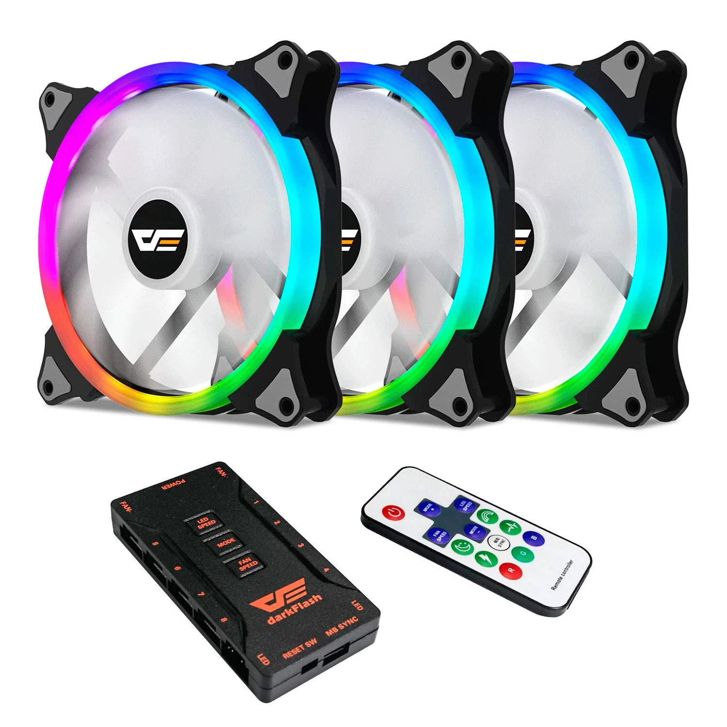 Fan Ventilador para Gabinete Darkflash CS140 / 3 em 1 - RGB