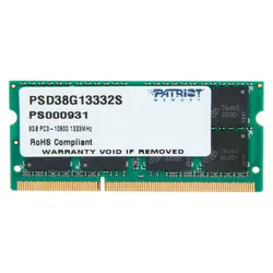 Memória para Notebook Patriot 8GB / DDR3 / 1333MHz / 1X8GB - (PSD38G13332S)