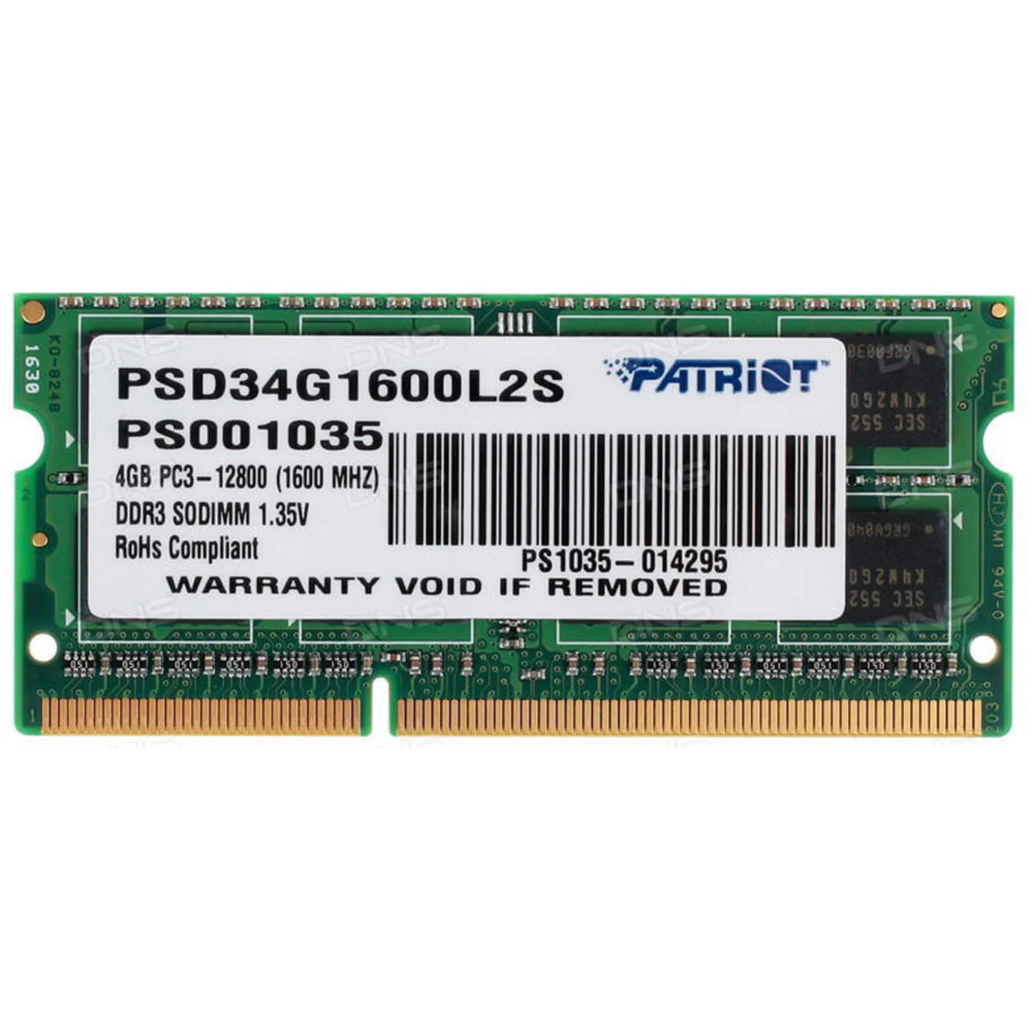 Memoria RAM para Notebook Patriot 4GB / DDR3 / 1600mhz / 1x4GB - (PSD34G1600L81S)