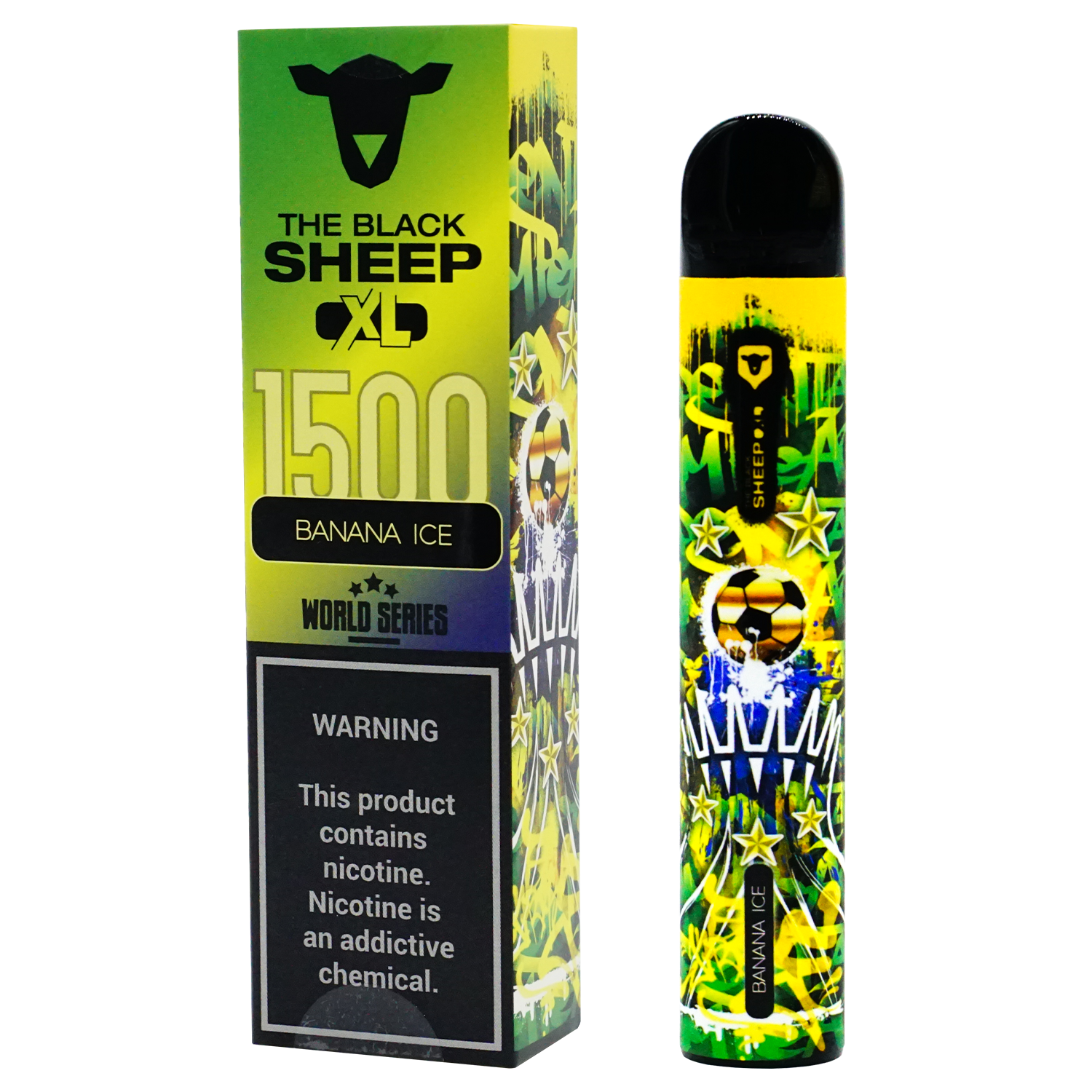 Pod Descartável Black Sheep XL 1500 Puff / 5% Nicotina - Banana Ice (World Cup)
