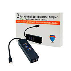 Cabo Adaptador Type-C para RJ45 Lan Gigabit / USB 3.0