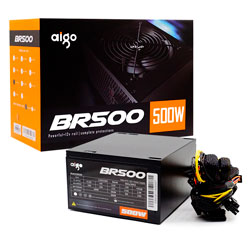 Fonte Aigo BR500 Real ATX 500W Bivolt- Preto (Caixa Danificada)
