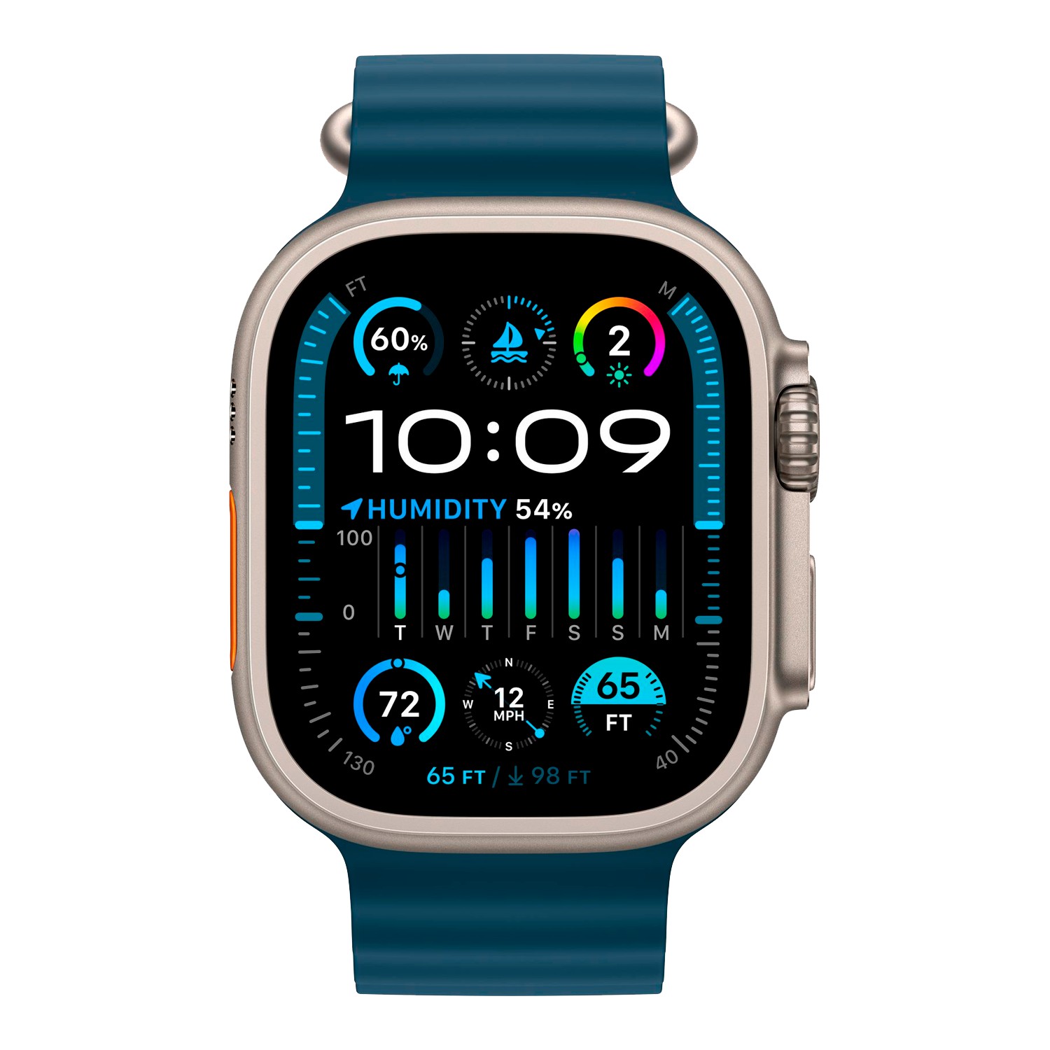 Apple Watch Ultra 2 GPS + Cellular 49mm Titânio c/ Bracelete Ocean Band  Azul - MREG3PO/A