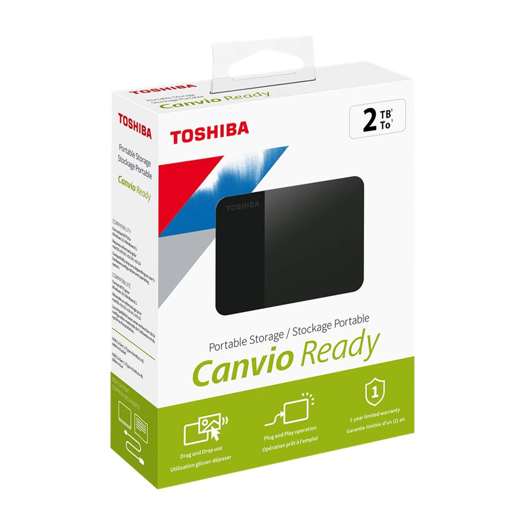 HD Externo Toshiba Canvio Ready 2TB / USB 3.2 - Preto (HDTP320XK3AA)