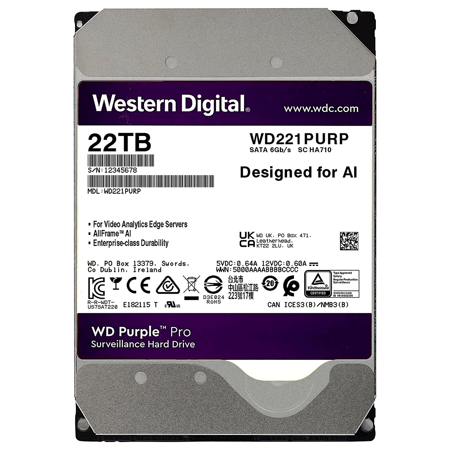 HD Western Digital Purple 22TB / SATA3 - (WD221PURP)
