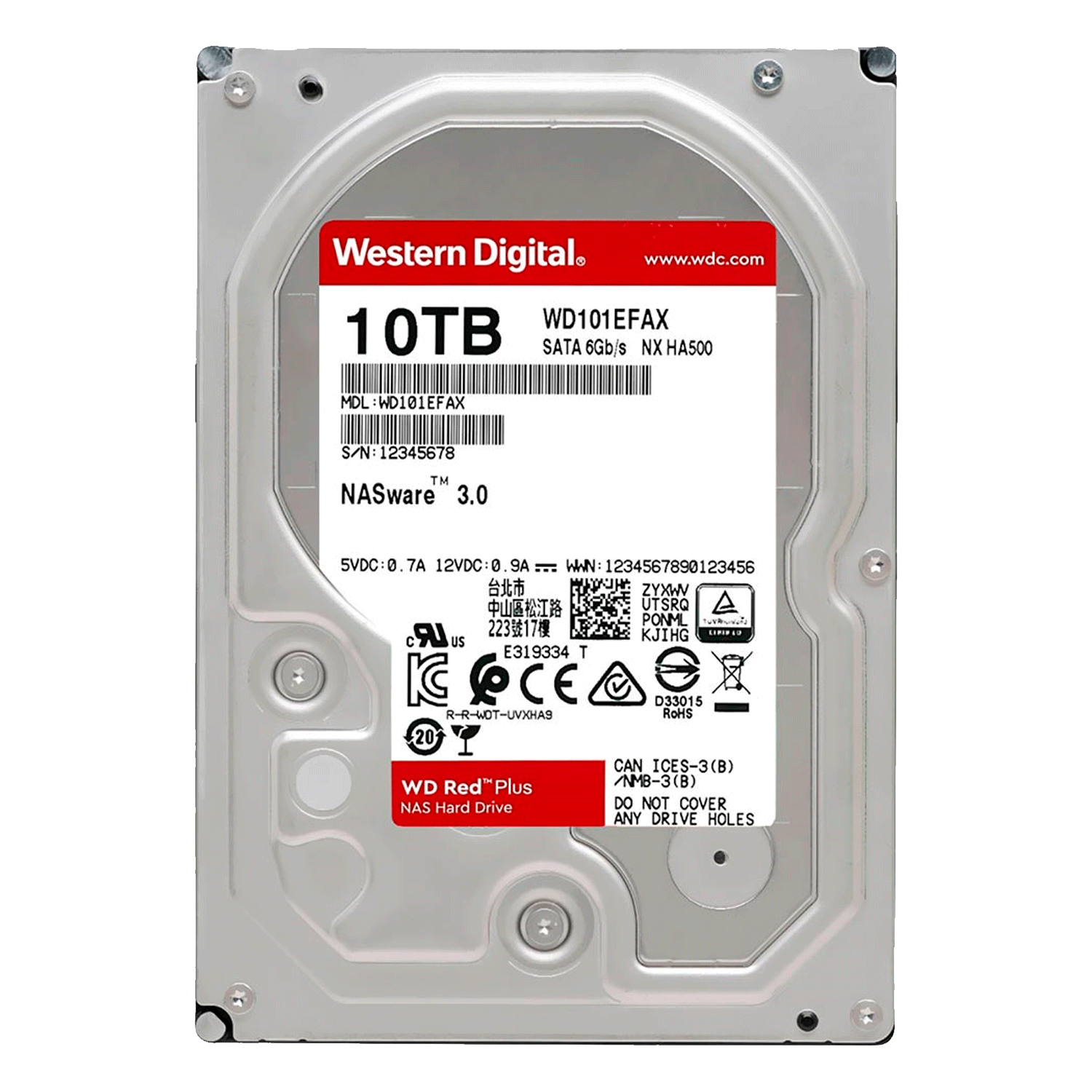 HD Western Digital Red Plus Nas 10TB / 7200RPM / SATA3 - (WD101EFBX)