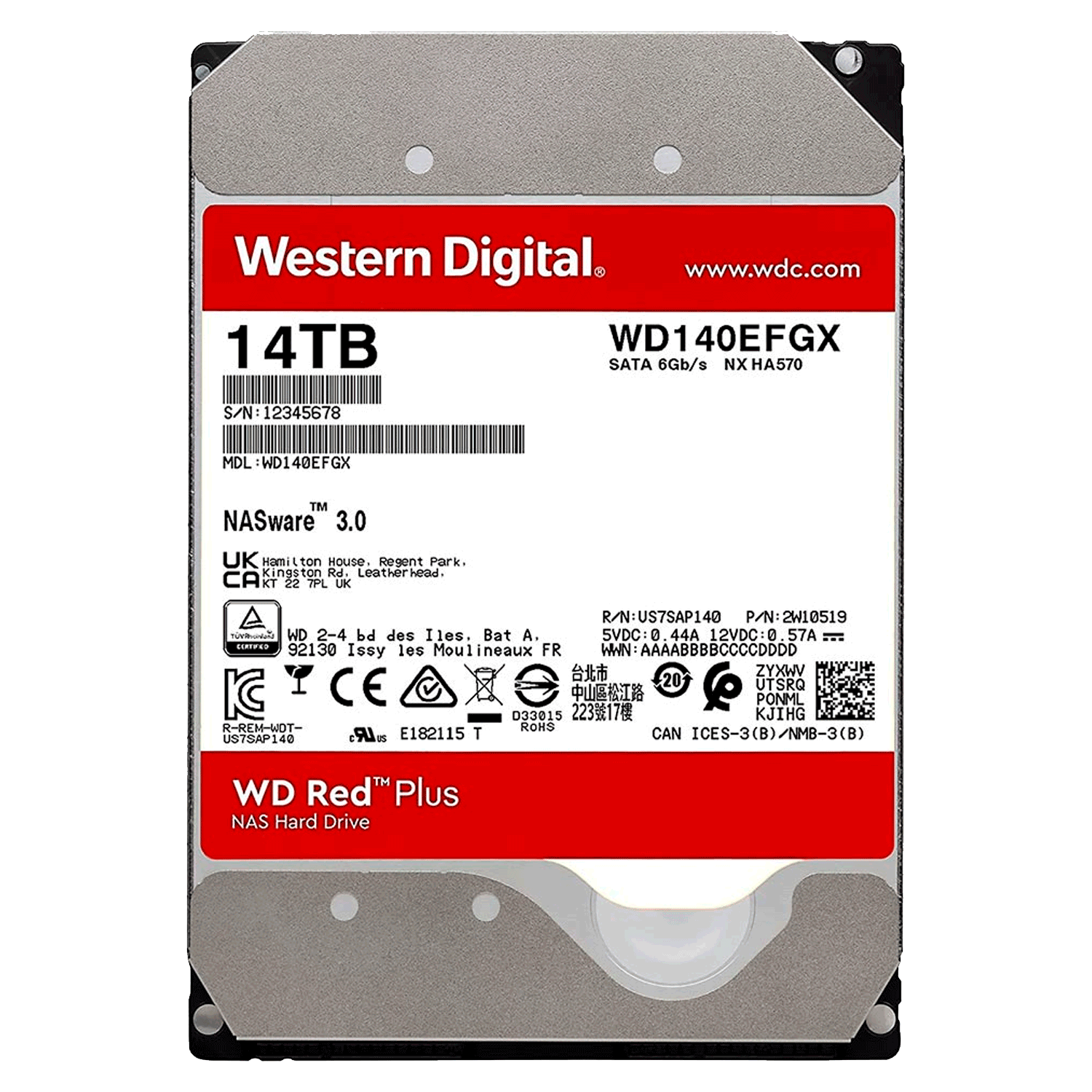 HD Western Digital WD Red Plus 14TB / SATA3 / NAS / 7200PRM - (WD140EFGX )
