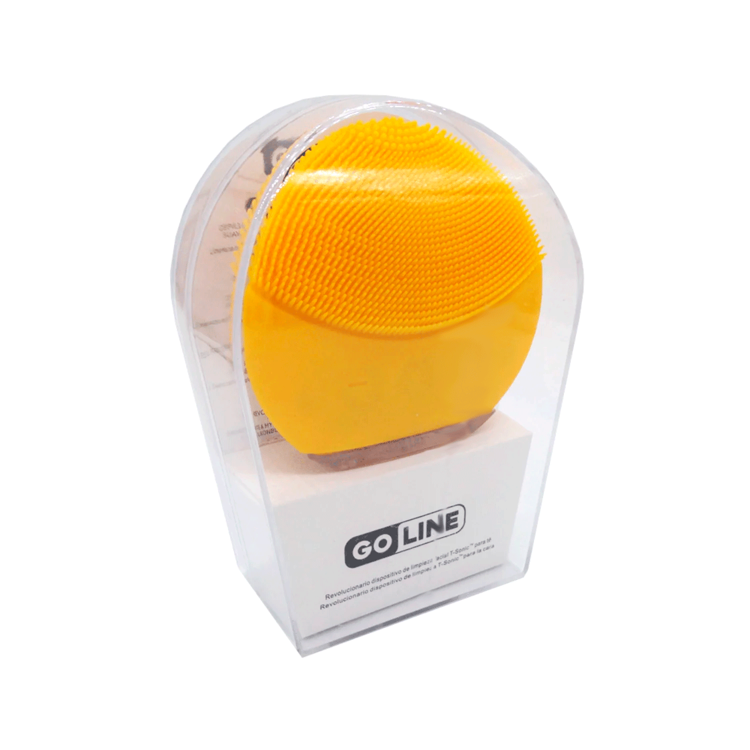 Limpador e Massageador Facial GoLine Silicone / USB / 8 velocidades / 300 mAh - Amarelo