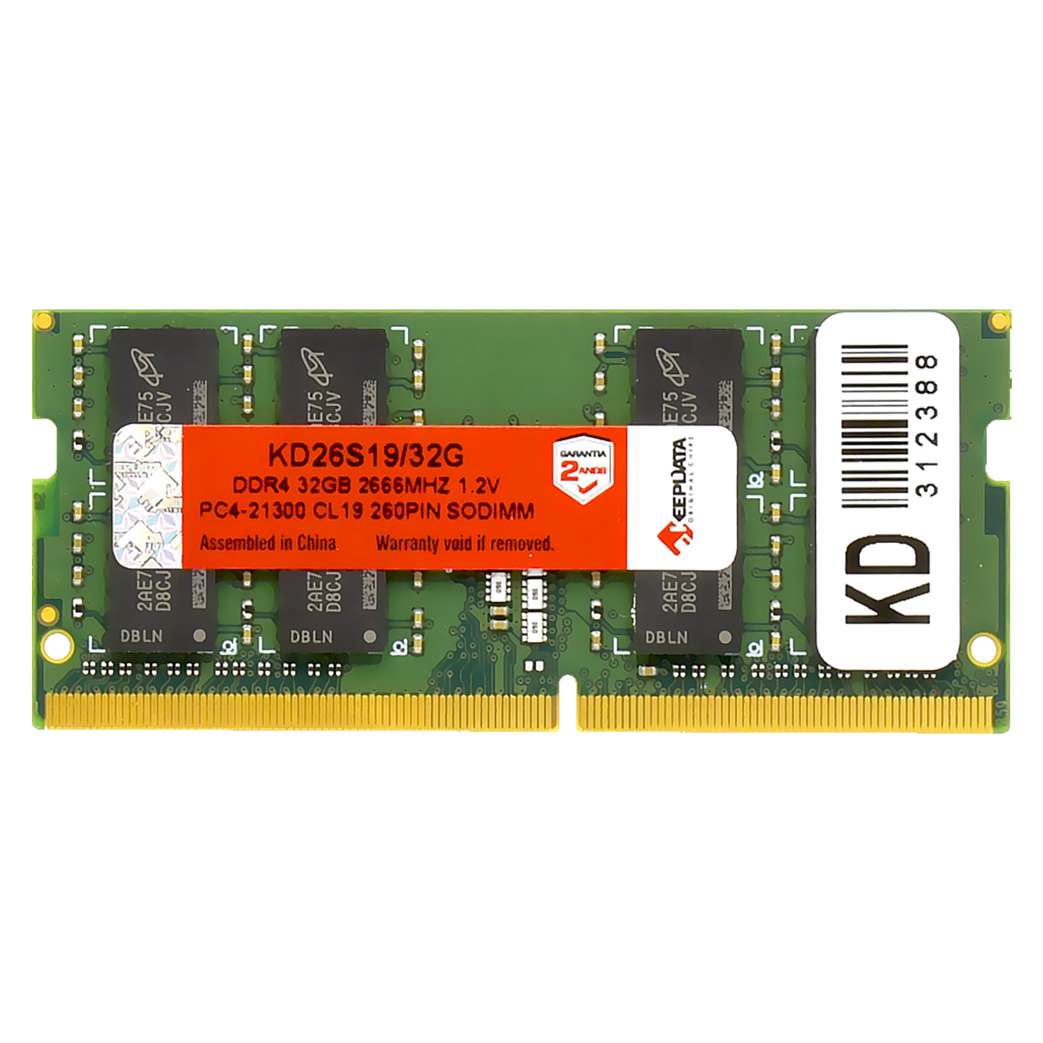Memória para Notebook Keepdata DDR4 32GB 2666 1X32GB KD26S19/32G