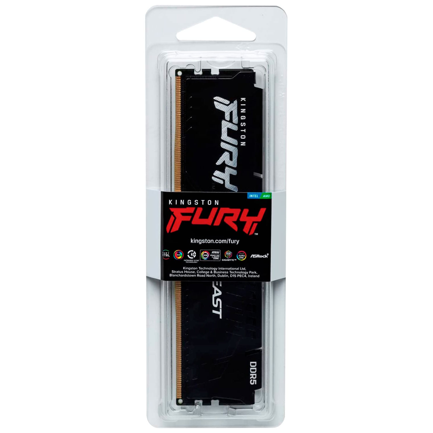 Memória RAM Kingston Fury Beast 8GB / DDR5 / 6000MHz - Preto (KF560C40BB-8)
