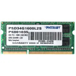 Memoria RAM Patriot 4GB DDR3 1600MHz para Notebook - PSD34G1600L81S