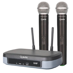 Microfone Quanta QTMWU104 2 Microfones / Bivolt - Preto