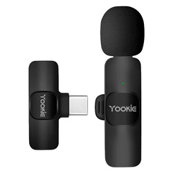 Microfone Yookie YE13 Lightning Sem Fio para Smartphone com 2 Microfones - Preto


