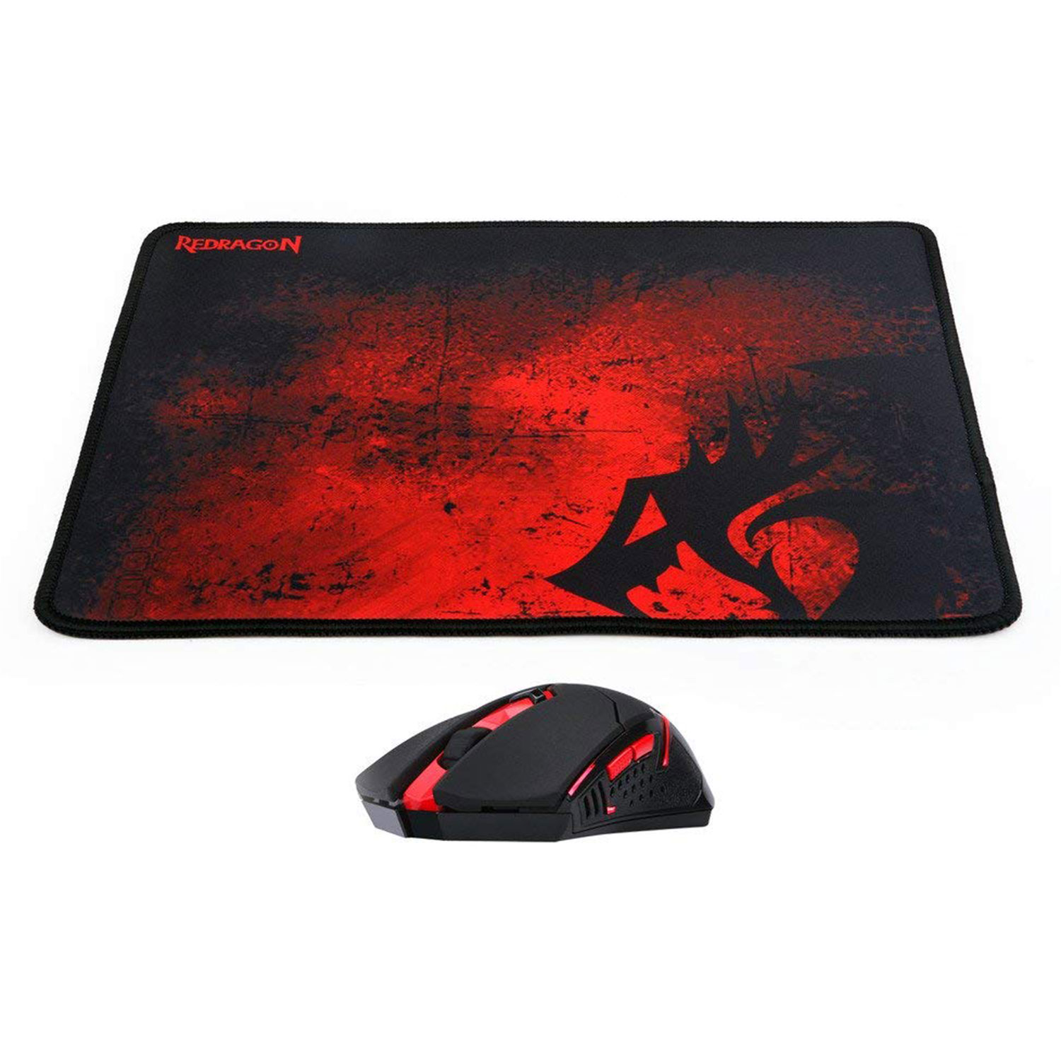 Kit Gamer Redragon Mouse e Mousepad - Preto / Vermelho (M601WL-BA)