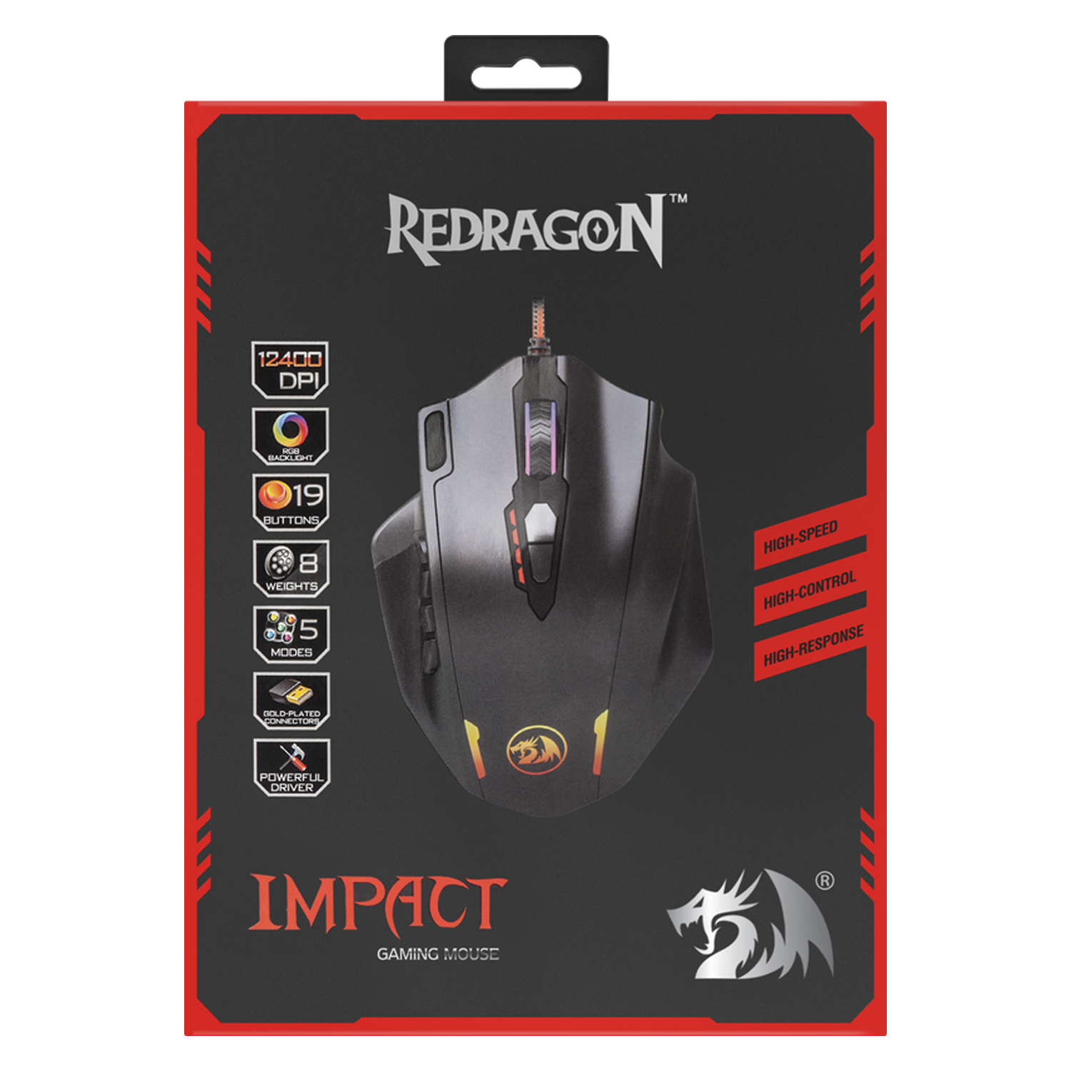 Mouse Gamer Redragon Impact M908 RGB 12400DPI - Preto