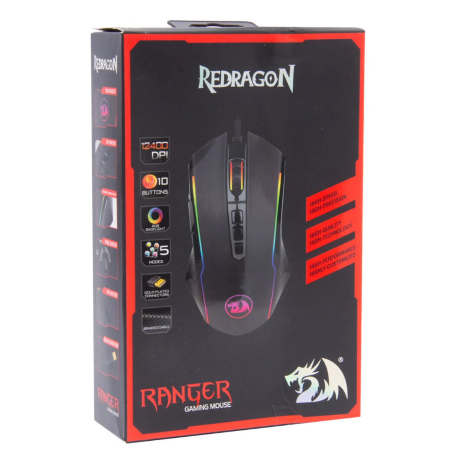Mouse Gamer Redragon Ranger M910 RGB / 12400 DPI - Preto