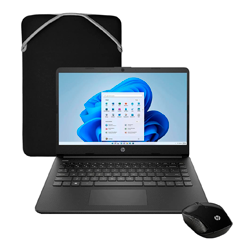 Notebook HP 14-DQ0526LA 14.0" Intel Celeron N4120 128GB SSD 4GB de RAM + Mouse e Capa - Preto 
