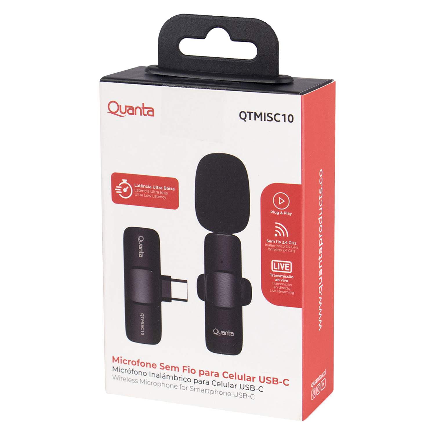 Microfone para Celular Quanta QTMISC10 / USB-C - Preto