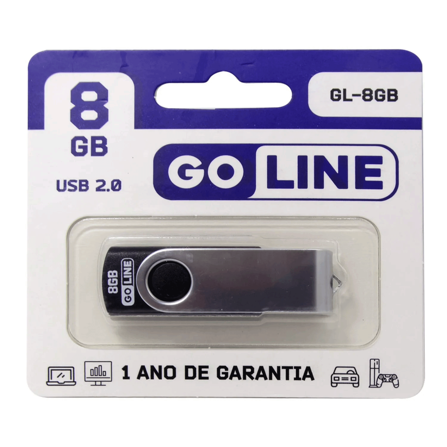 Pendrive GoLine GL-8GB 8GB / USB 2.0 - Preto