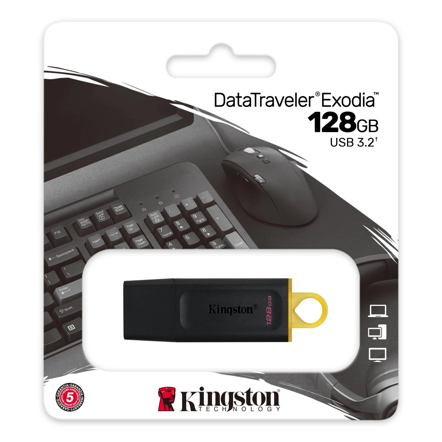 Pendrive Kingston Datatraveler Exodia 128GB / USB 3.2 - Preto (DTX/128)