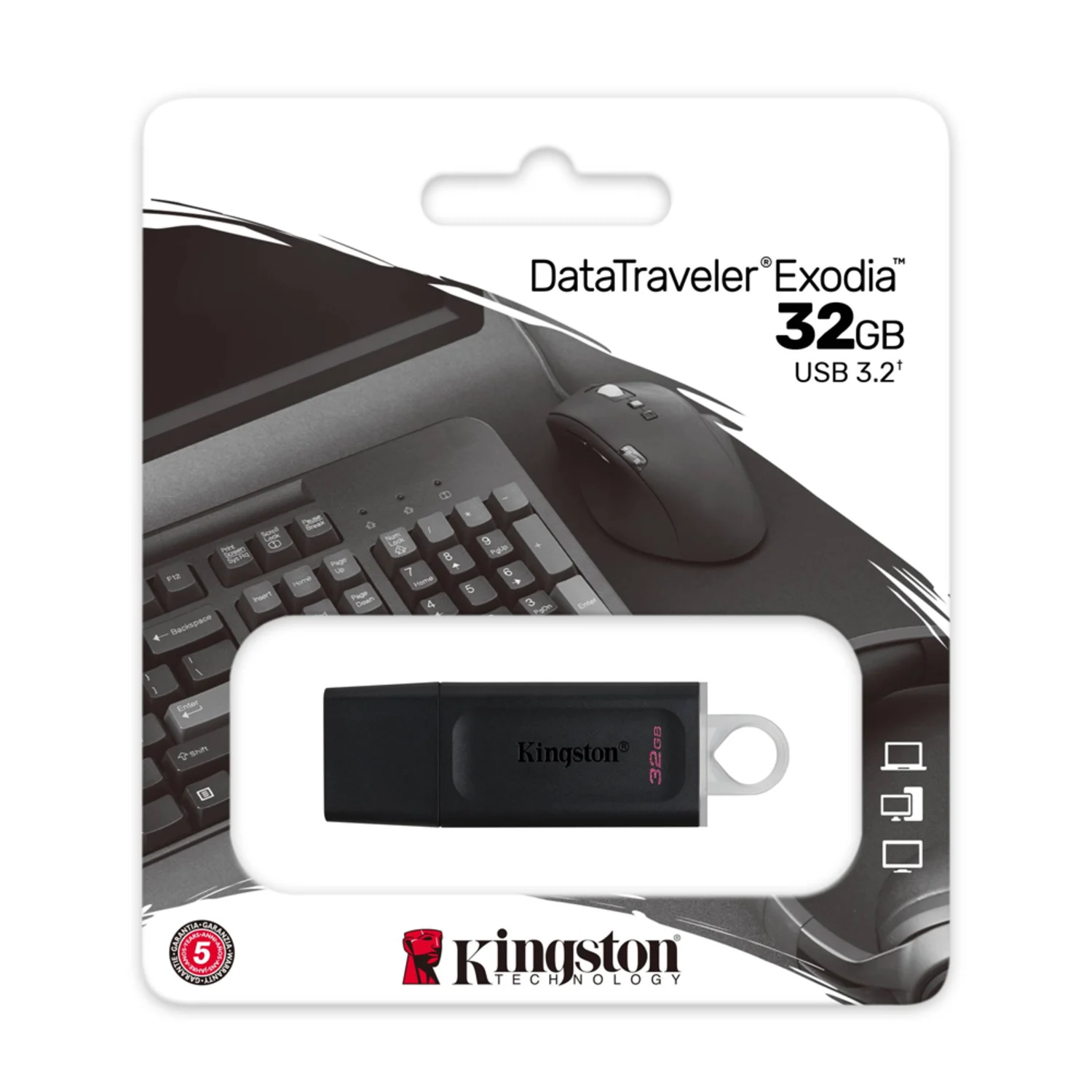 Pendrive Kingston Datatraveler Exodia 32GB / USB 3.2 - Preto (DTX/32)