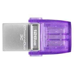 Pendrive Kingston DataTraveler MicroDuo 3C USB 3.2 e Type-C - Roxo DTDUO3CG3/128GB