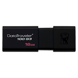 Pendrive Kingston DT100G3/16 16GB / USB 2.0 / 3.0 / 3.1 - Preto